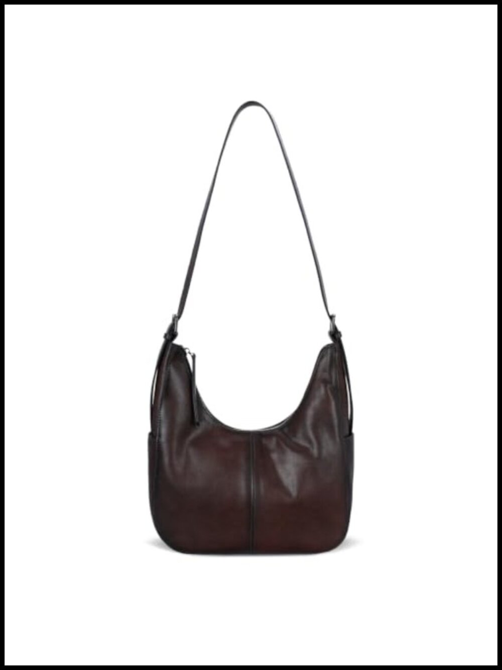 Genuine Leather Crossbody Hobo Bag Detachable Adjustable Strap